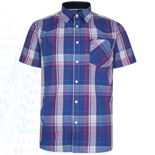 KAM Casual Check Short Sleeve Shirt Blue